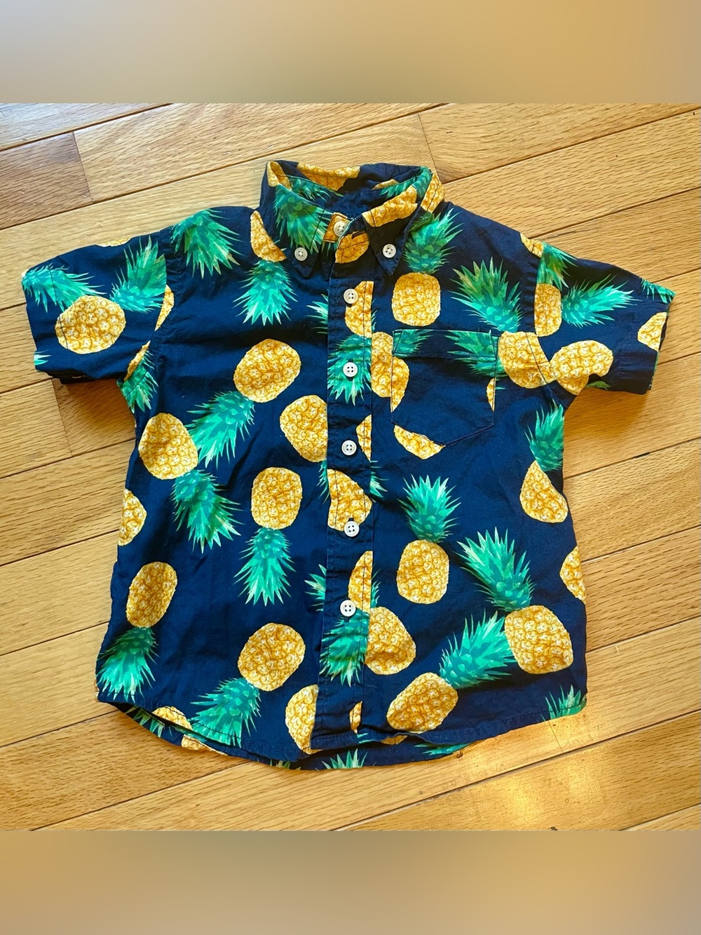 Crewcuts Pineapple Print Button-Down Shirt Size 2